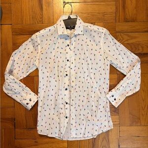 BOY’S SIZE 14 DKNY White Patterned Shirt